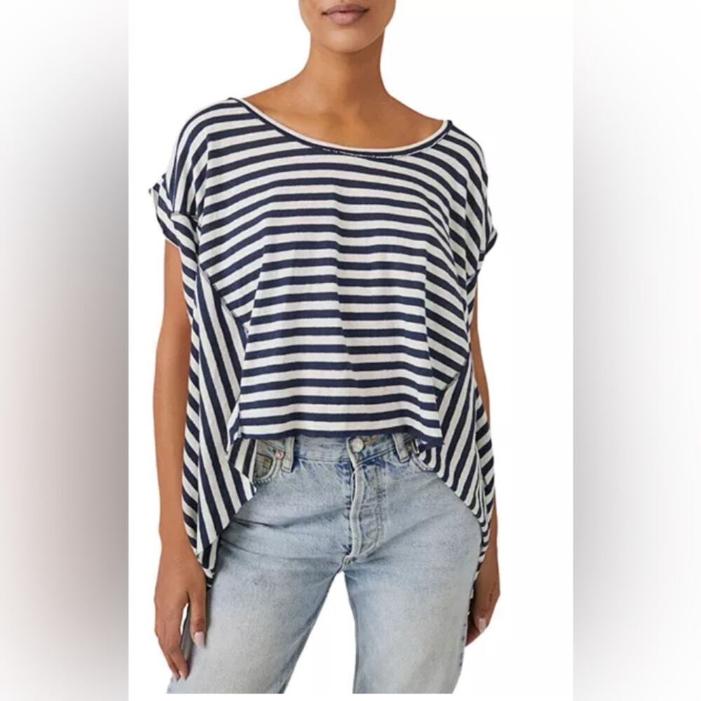 NWT FREE PEOPLE We The Free Striped Angel Tee / Navy Combo medium
